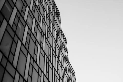 Windows abstract pattern of a futuristic skyscraper, black and white version Stock Photos