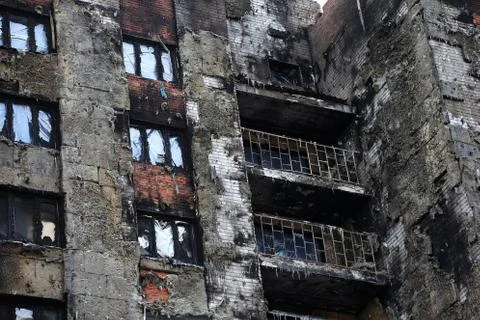 Windows after fire Stock Photos