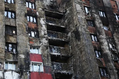 Windows after fire Stock Photos