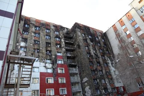 Windows after fire Foto stock