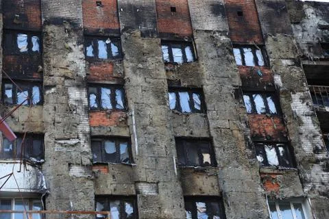 Windows after fire Foto stock