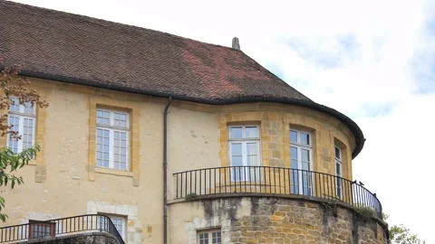 Windows and balcony of a tower of Chateau-Vieux building in Bayonne, France Stock Footage 283477142
