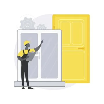 Windows and doors services abstract concept vector illustration. Illustration