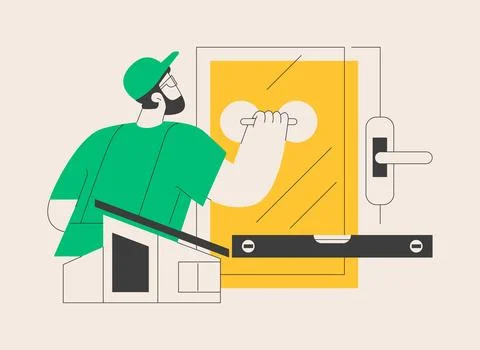 Windows and doors services abstract concept vector illustration. Stock Illustration