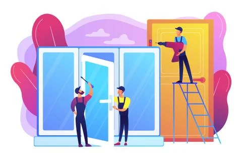Windows and doors services concept vector illustration Ilustração Stock