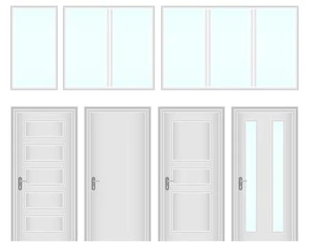 Windows and doors. A set of windows and doors. Stock Illustration