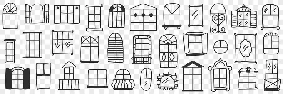 Windows and frames doodle set Illustrazione stock