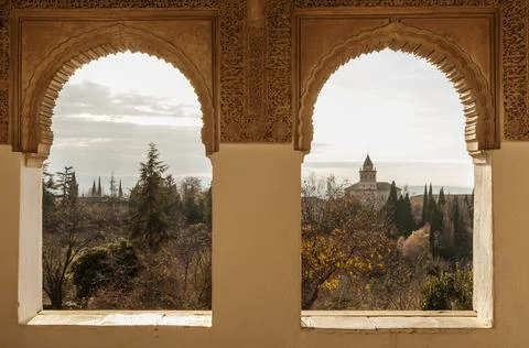 Windows and landscape. Stock Photos
