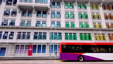 A  with  windows and a red sign on the front 스톡 동영상 318103202