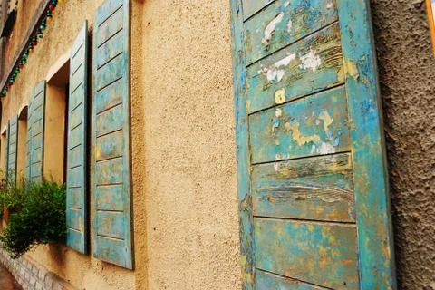 Windows of antique house Stock Photos