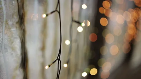 The Windows are decorated with twinkling lights, garlands in the new year's eve Stock Footage 117418352