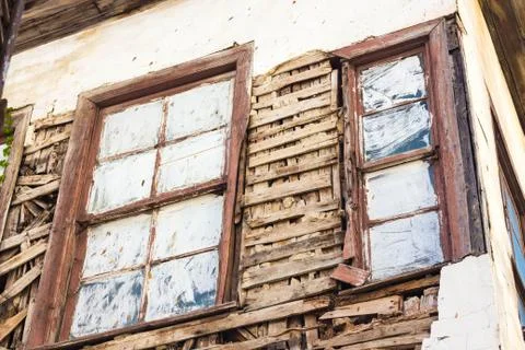 The windows are painted white Stock Photos