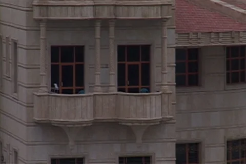 Windows with balconies in Tikrit palace. Stock-Footage 86753391