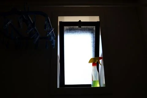 The windows of the bathroom in the apartment . Stock Photos