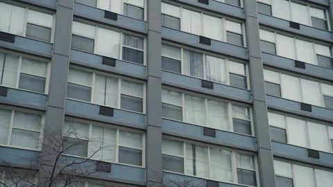 Windows on blue apartment building in Chicago Stock Footage 276378824