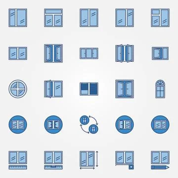 Windows blue icons set Stock Illustration