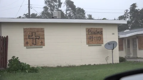 Windows Boarded Up - Hurricane Matthew Stock Footage 107051204