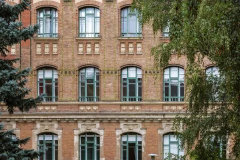 Windows on a brick wall. Stock Photos