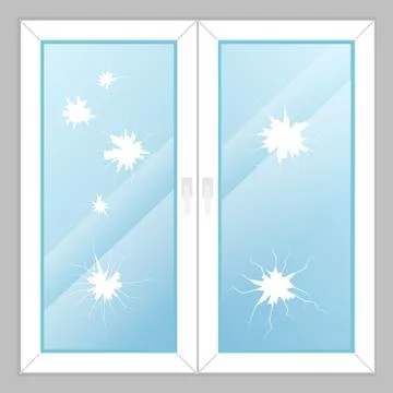 Windows with broken glass Stock Illustration