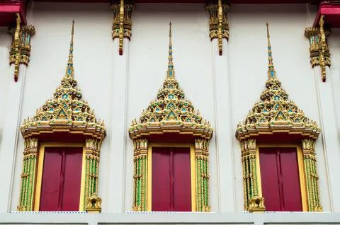 Windows of buddha hall Stock Photos