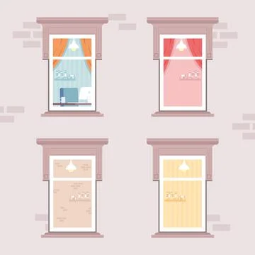 Windows building facade Stock Illustration