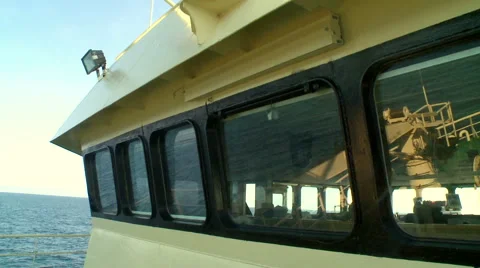 Windows of the captain's bridge by the ship Video stock 63118488
