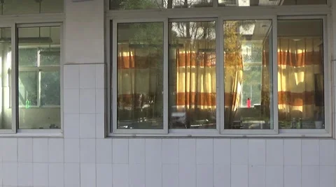 Windows of a classroom building in a high school Stock Footage 45166117