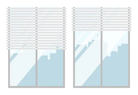Windows closed with light blinds vector illustration. Interior elements isolated Stock Illustration
