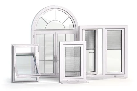 Windows of different types isolated on white. Stock Illustration