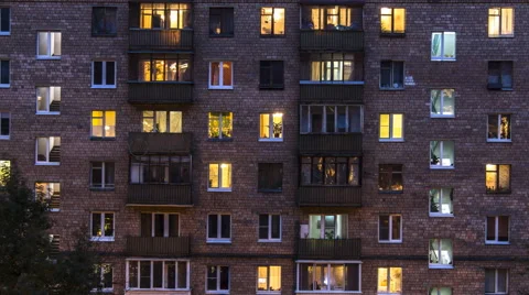 Windows of dwelling house time lapse Stock Footage 67645542