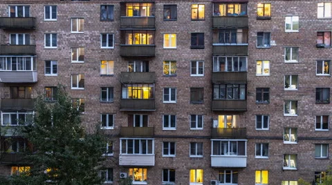 Windows of dwelling house time lapse Video stock 67807894