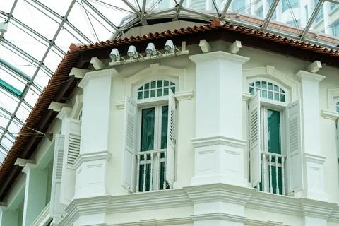 Windows of eclectic style from the end of the 19th century. Vintage style win 스톡 사진