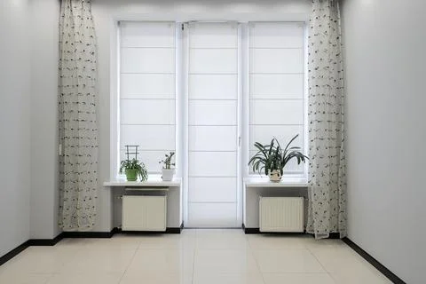 Windows in the empty new room in a apartment interior Stock Photos