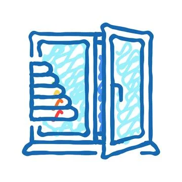 Windows energy efficient icon doodle illustration Stock Illustration