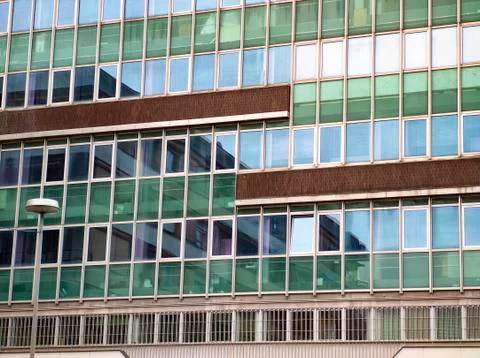 Windows of financial building with reflection Foto stock