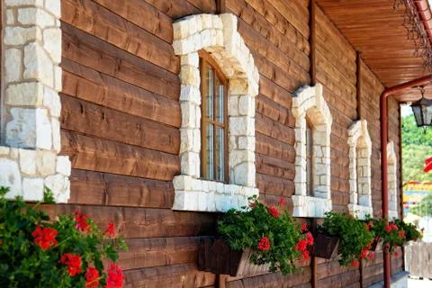 Windows with flowers Stock Photos