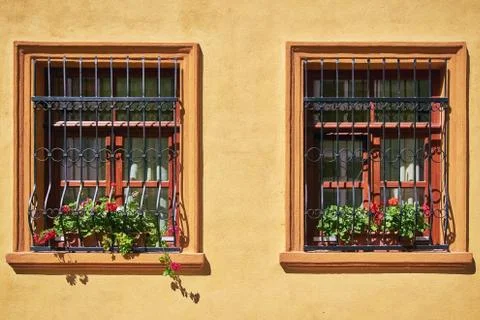 Windows with Flowers Stock Photos