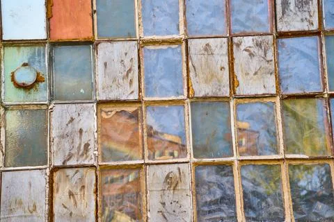 Windows in the former shipyard Foto stock