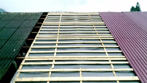 Windows frame architecture, view to house apartment, office protection material Stock Footage 302439444