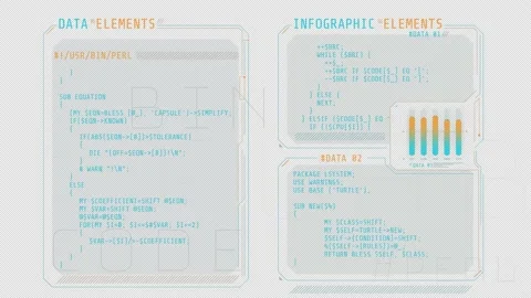 Windows of a futuristic interface with code. Stock Footage 160696031