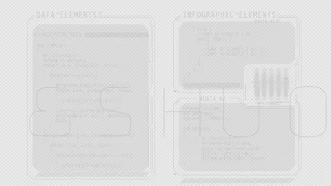Windows of a futuristic interface with code. Stock Footage 238665915