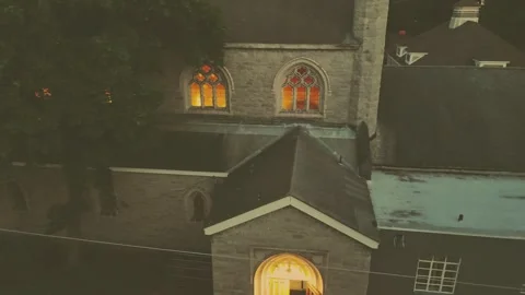 Windows Glow with Warmth - Syracuse, NY Stockbeeldmateriaal 336461413