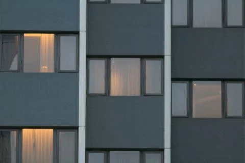 Windows of a gray building 4 may 2014 Fotos de archivo