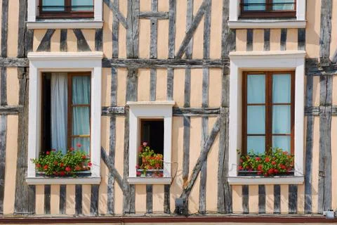 Windows in half-timbered house Stock Photos