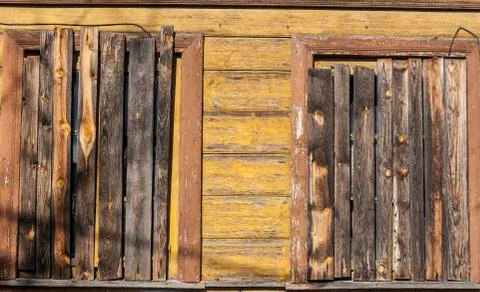 Windows hammered with planks Stock Photos