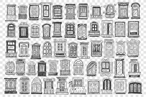 Windows hand drawn doodle set 스톡 일러스트