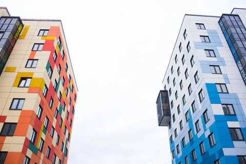 Windows of a high multi-storey building. House. windows of a new house win... Stock Photos