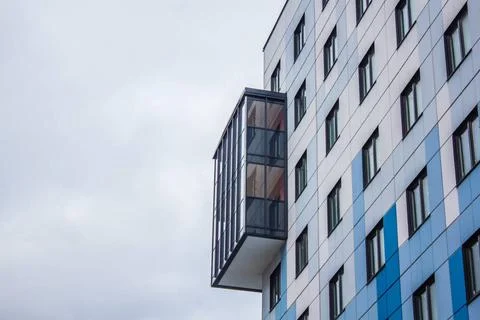 Windows of a high multi-storey building. House. windows of a new house win... Stock Photos