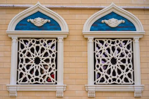 Windows of the house in arabic style Stock Photos