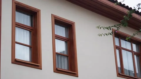 Windows on a house in a simple neighborhood Stock Footage 340496868